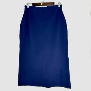 Coldwater Creek Navy Blue Pull On Midi Skirt Petite Medium